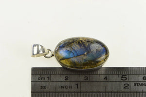 Sterling Silver Oval Labradorite Cabochon Statement Pendant