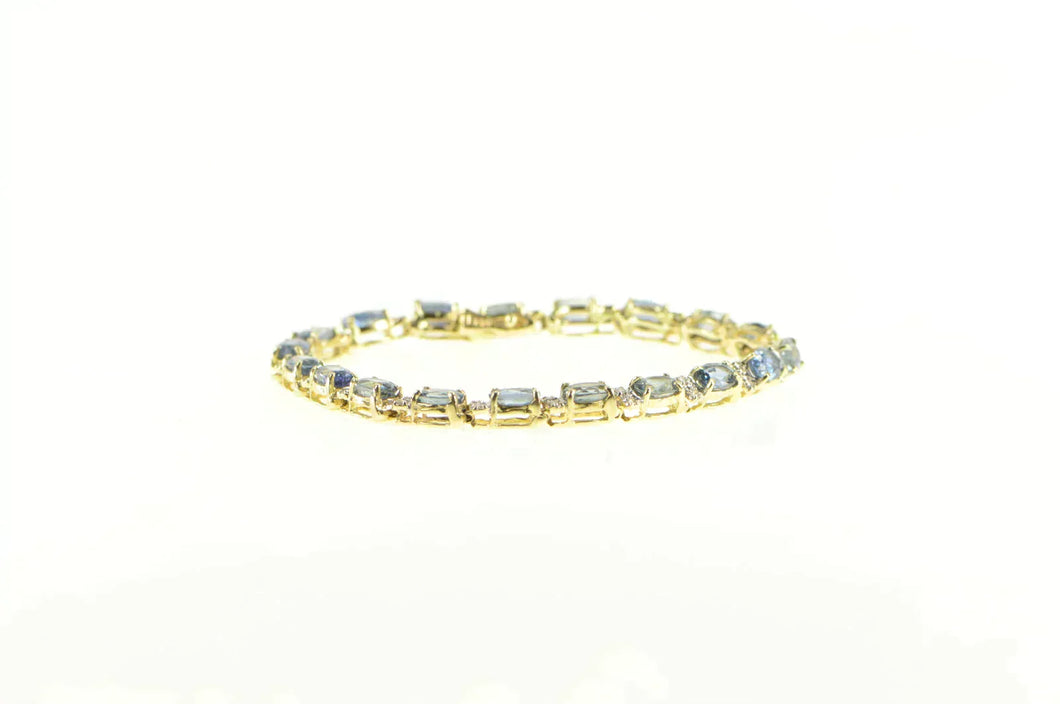 14K 11.38 Ctw Cornflower Sapphire Diamond Tennis Bracelet 6