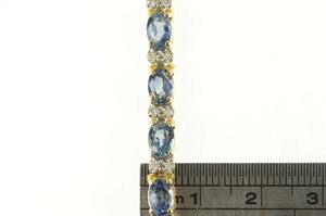 14K 11.38 Ctw Cornflower Sapphire Diamond Tennis Bracelet 6" Yellow Gold