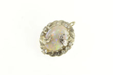 Load image into Gallery viewer, 14K 1940&#39;s Opal Diamond Elaborate Floral Leaf Pendant White Gold