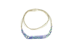 Sterling Silver Azurite Beaded Liquid Silver Southwestern Necklace 29.5"
