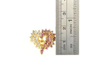 Load image into Gallery viewer, Sterling Silver Retro CZ Sim. Ruby Cluster Heart Love Symbol Ring