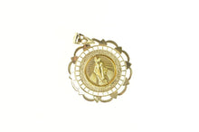 Load image into Gallery viewer, 14K Virgin Mother Mary Ornate Scalloped Pendant Yellow Gold