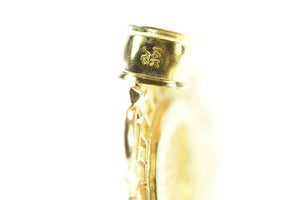 14K Virgin Mother Mary Ornate Scalloped Pendant Yellow Gold