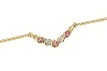 Load image into Gallery viewer, 14K Marquise Ruby Diamond Chevron Square Chain Necklace 17.25&quot; Yellow Gold