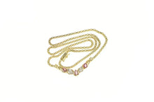 Load image into Gallery viewer, 14K Marquise Ruby Diamond Chevron Square Chain Necklace 17.25&quot; Yellow Gold