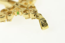 Load image into Gallery viewer, 14K 1.01 Ctw Victorian Emerald Enamel Cross Pendant Yellow Gold