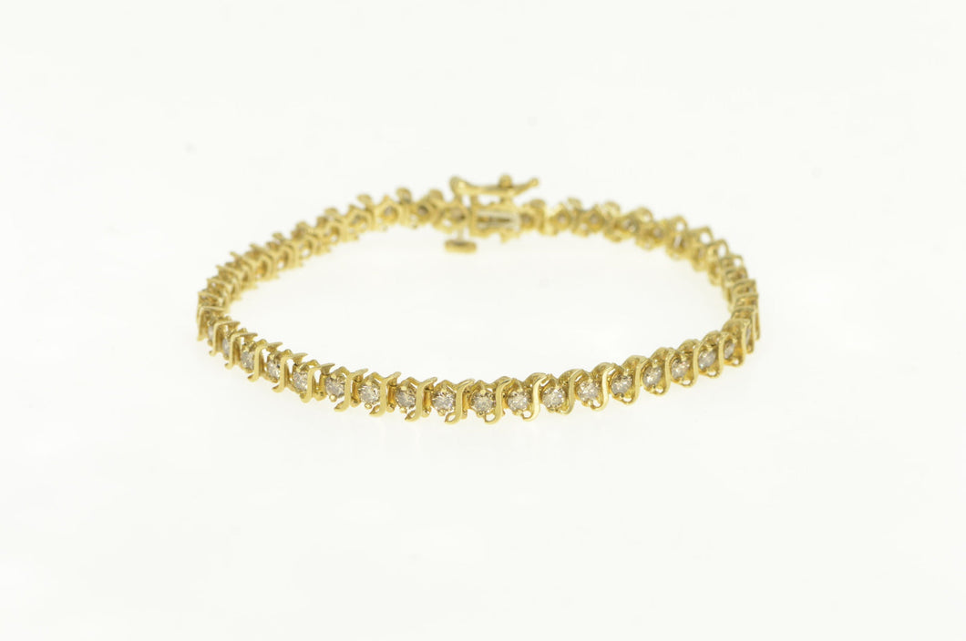 10K 2.00 Ctw Wavy Link Diamond Classic Tennis Bracelet 7