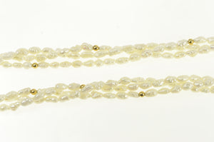 14K 3.7mm Pearl Layered Beaded Retro Vintage Necklace 18.25" Yellow Gold