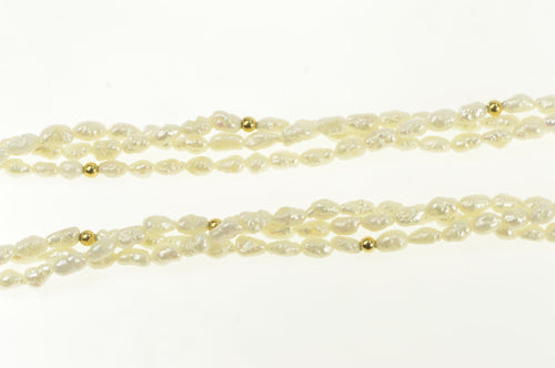 14K 3.7mm Pearl Layered Beaded Retro Vintage Necklace 18.25