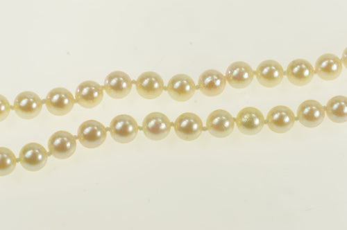 14K 6.2mm Classic Retro 1950's Pearl Strand Necklace 23.25