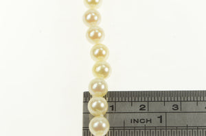 14K 6.2mm Classic Retro 1950's Pearl Strand Necklace 23.25" Yellow Gold