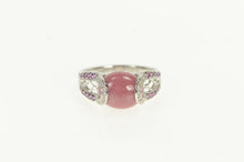 Load image into Gallery viewer, 14K Rhodochrosite Diamond Sapphire Statement Ring White Gold