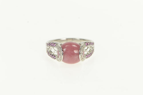 14K Rhodochrosite Diamond Sapphire Statement Ring White Gold
