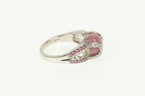 14K Rhodochrosite Diamond Sapphire Statement Ring White Gold