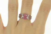 Load image into Gallery viewer, 14K Rhodochrosite Diamond Sapphire Statement Ring White Gold
