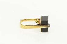 Load image into Gallery viewer, 14K Black Onyx Cube Diamond 1960&#39;s Geometric Ring Yellow Gold