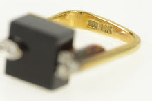 Load image into Gallery viewer, 14K Black Onyx Cube Diamond 1960&#39;s Geometric Ring Yellow Gold