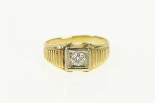 14K 0.50 Ct Old European Cut Men's Diamond Ring Yellow Gold
