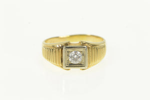 14K 0.50 Ct Old European Cut Men's Diamond Ring Yellow Gold