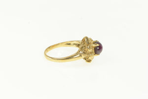 14K 1960's Natural Star Ruby Leaf Design Vintage Ring Yellow Gold