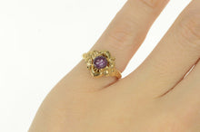 Load image into Gallery viewer, 14K 1960&#39;s Natural Star Ruby Leaf Design Vintage Ring Yellow Gold