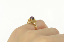 Load image into Gallery viewer, 14K 1960&#39;s Natural Star Ruby Leaf Design Vintage Ring Yellow Gold