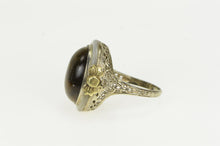 Load image into Gallery viewer, 14K Art Deco Cat&#39;s Eye Mother of Pearl FIligree Ring White Gold