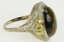 Load image into Gallery viewer, 14K Art Deco Cat&#39;s Eye Mother of Pearl FIligree Ring White Gold