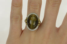 Load image into Gallery viewer, 14K Art Deco Cat&#39;s Eye Mother of Pearl FIligree Ring White Gold