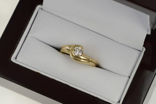 14K 0.50 Ct Diamond Swirl Engagement Bridal Set Ring Yellow Gold