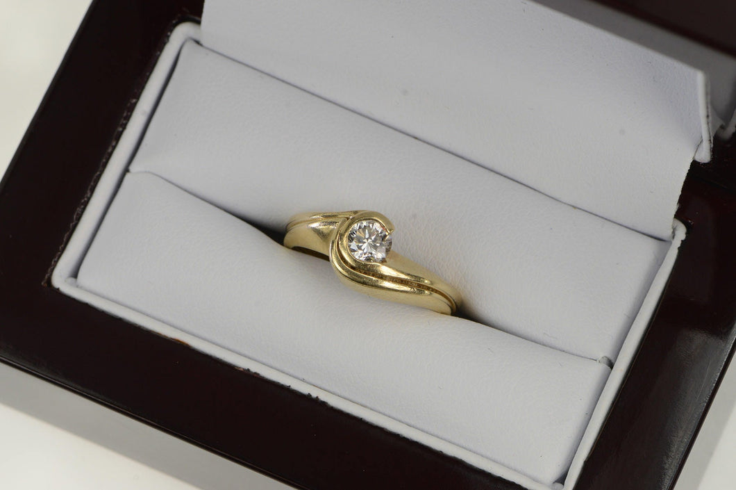 14K 0.50 Ct Diamond Swirl Engagement Bridal Set Ring Yellow Gold