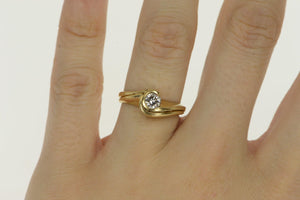 14K 0.50 Ct Diamond Swirl Engagement Bridal Set Ring Yellow Gold