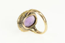 Load image into Gallery viewer, 14K Victorian Oval Amethyst Seed Pearl Cocktail Ring Yellow Gold