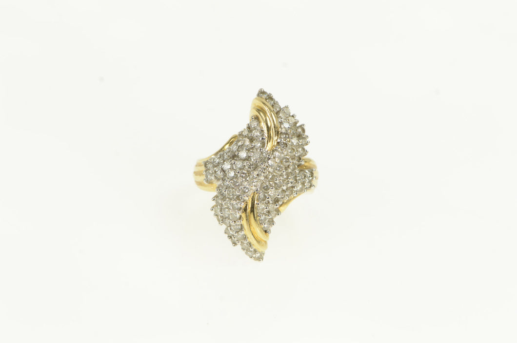 14K 2.00 Ctw Diamond Wavy Cluster Freeform Ring Yellow Gold