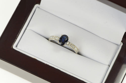 14K 1.30 Ctw Effy Sapphire Diamond Engagement Ring White Gold