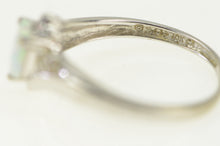 Load image into Gallery viewer, 10K Heart Syn. Opal Diamond Accent Love Vintage Ring White Gold