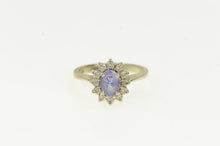 Load image into Gallery viewer, 14K Oval Tanzanite Diamond Halo Engagement Ring White Gold