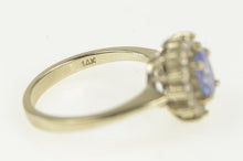 Load image into Gallery viewer, 14K Oval Tanzanite Diamond Halo Engagement Ring White Gold