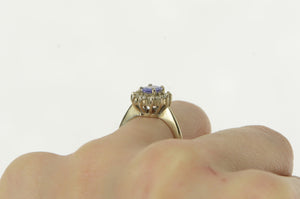 14K Oval Tanzanite Diamond Halo Engagement Ring White Gold