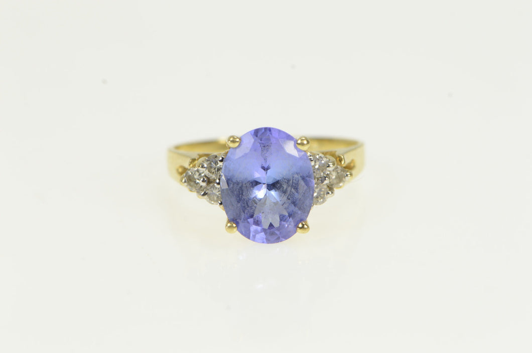 14K LeVian Tanzanite Diamond Cluster Statement Ring Yellow Gold