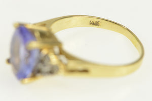 14K LeVian Tanzanite Diamond Cluster Statement Ring Yellow Gold