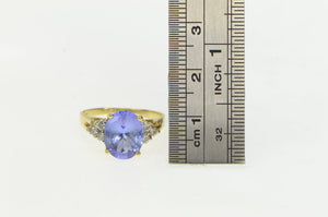 14K LeVian Tanzanite Diamond Cluster Statement Ring Yellow Gold