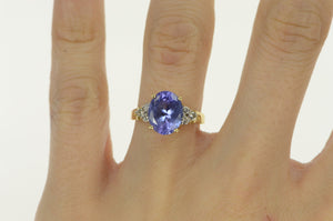 14K LeVian Tanzanite Diamond Cluster Statement Ring Yellow Gold