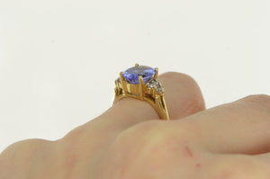 14K LeVian Tanzanite Diamond Cluster Statement Ring Yellow Gold