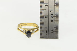 14K 1950's Natural Sapphire Diamond Engagement Ring Yellow Gold