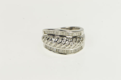 18K Ctw Diamond Encrusted Statement Band Ring White Gold