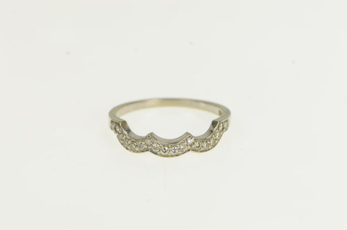 14K 1/3 Ctw Diamond Scalloped Wedding Band Ring White Gold