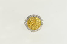 Load image into Gallery viewer, 18K Ornate Diamond Halo Textured Statement Ring Yellow Gold