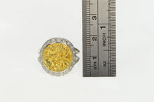 Load image into Gallery viewer, 18K Ornate Diamond Halo Textured Statement Ring Yellow Gold